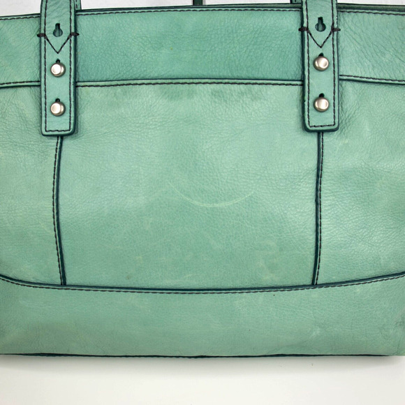 FOSSIL Hunter Teal Green Leather Tote Bag - Picture 3 of 8